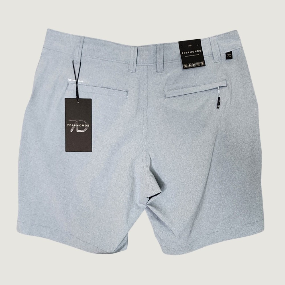 7 Diamonds Dynamic Performance Shorts Mens 30 Blue Stretch Golf Tech Chino NEW - Picture 3 of 10